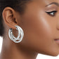 Hoop Triple Threat Silver Metal Tube Earrings