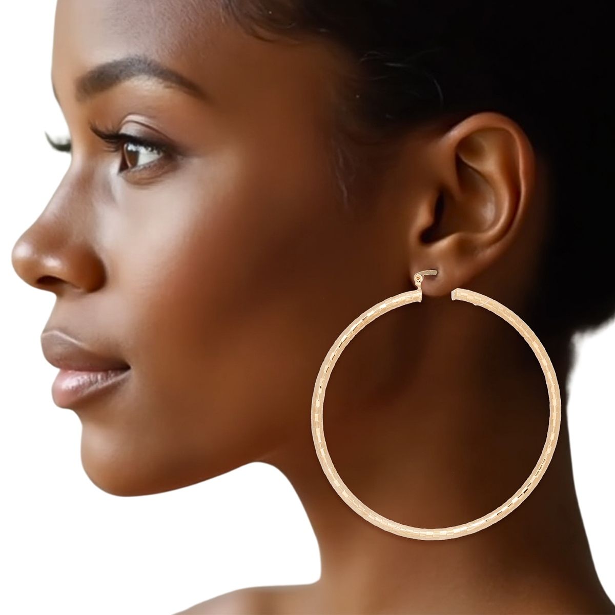 Hoop Classic 3 in Square Cut Gold Earrings Women