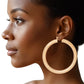 Hoop High Shine Gold Sandblasted Thick Earrings
