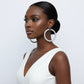 Hoop High Shine Silver Sandblasted Thick Earrings