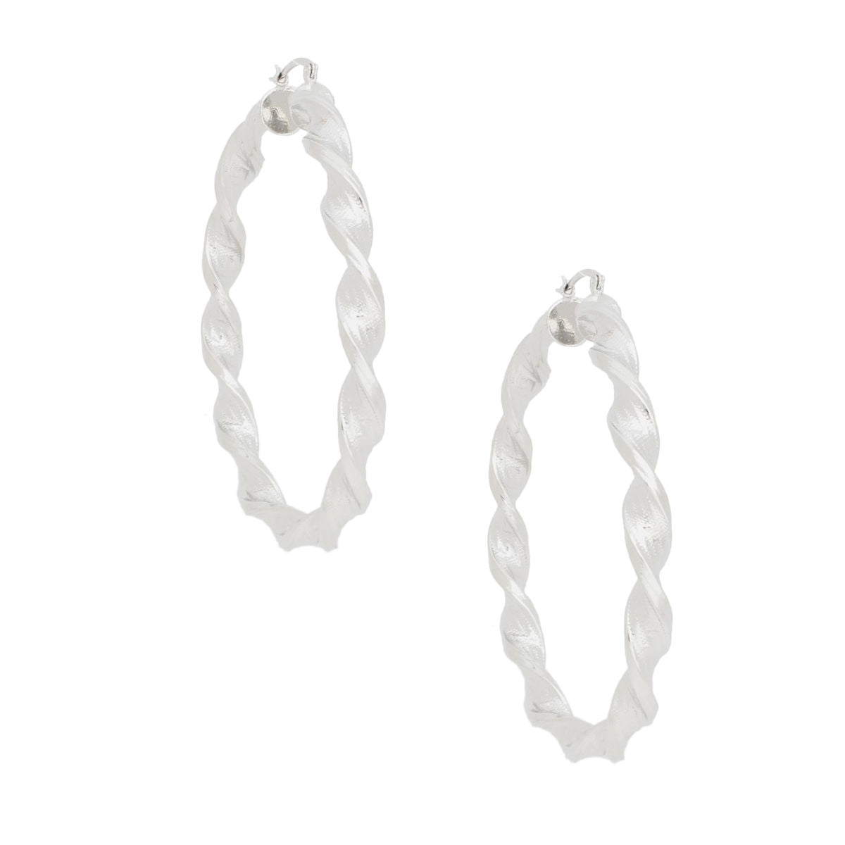 Hoop Silver Twisted Greek Key Earrings for Women