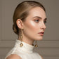 Dangle Gold Linked Mesh Ball Long Drop Earrings