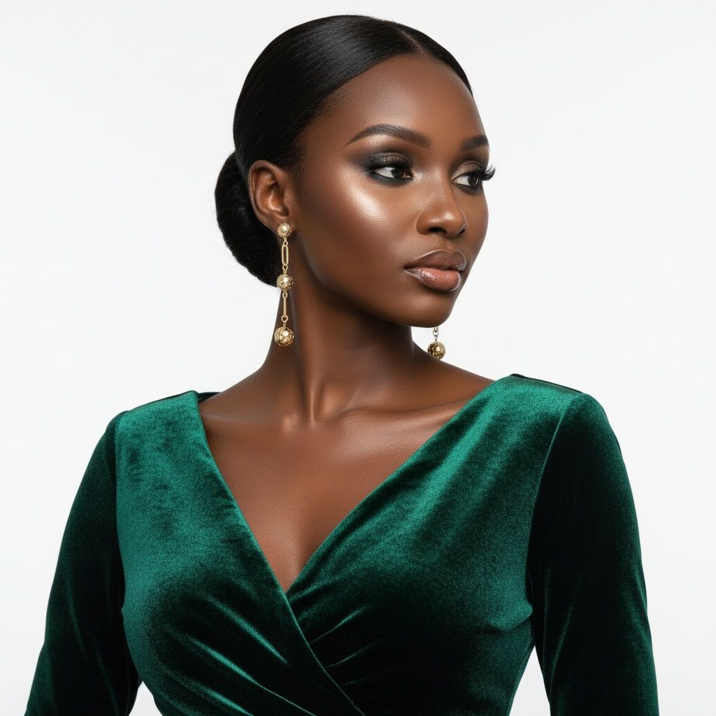 Dangle Gold Linked Mesh Ball Long Drop Earrings