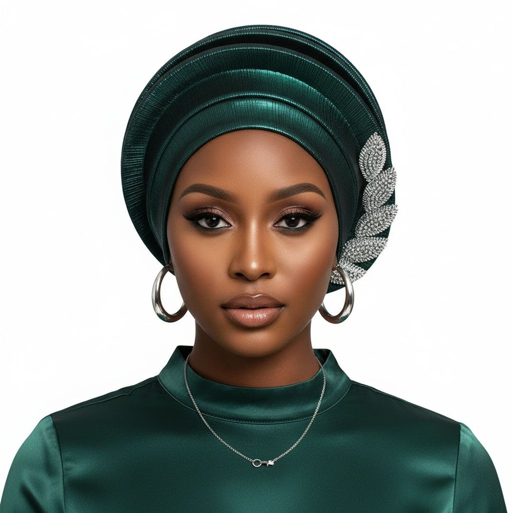Fascinator Formal Green Dazzling Structured Turban