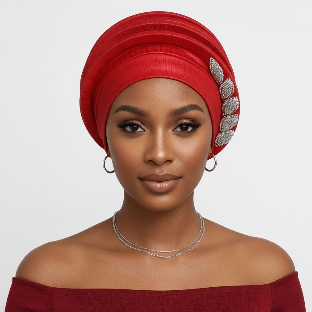 Fascinator Formal Red Dazzling Structured Turban
