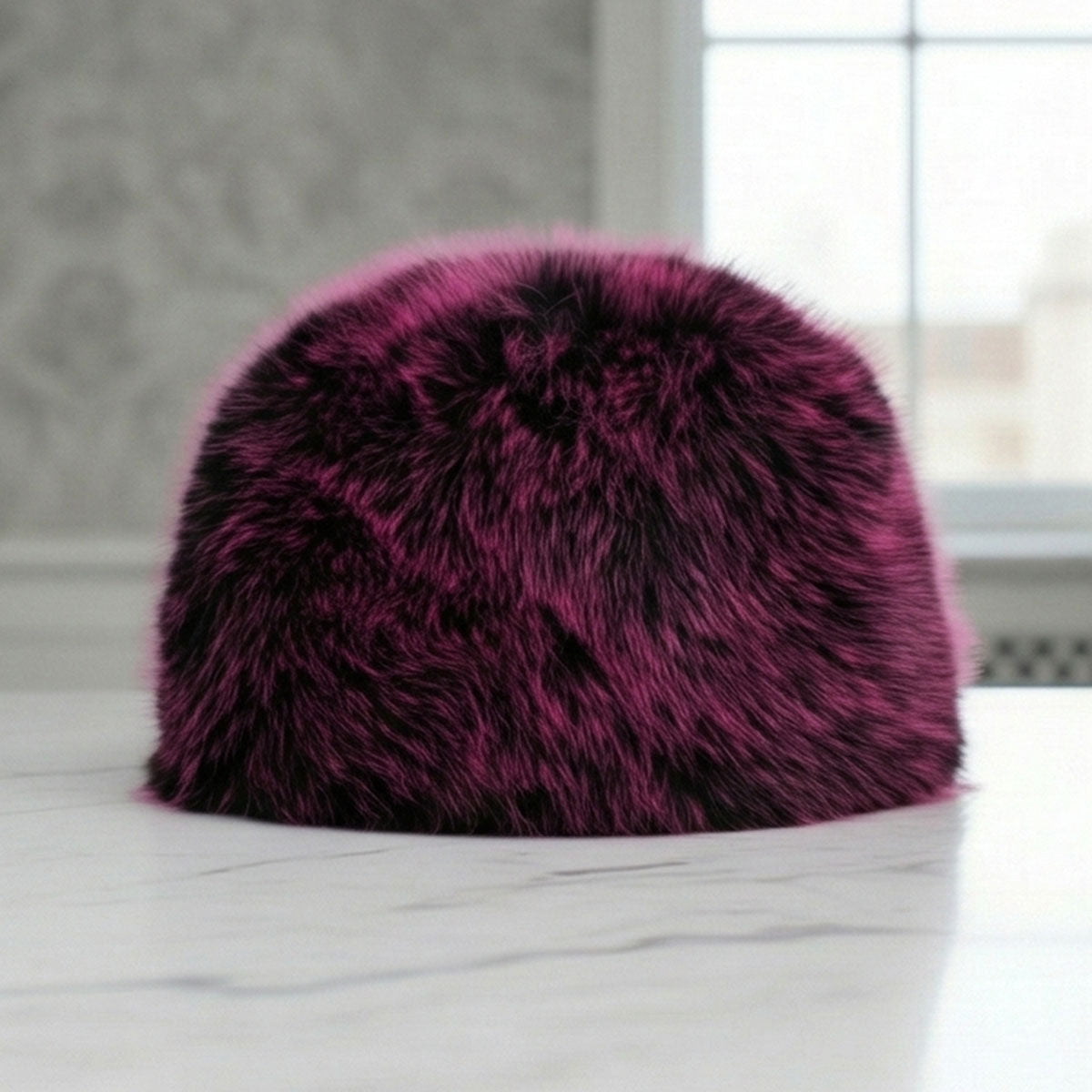 Hat Luxe Faux Fur Fuchsia Kubanka Winter Cap Women