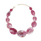 Collar Dark Pink Marbled Chunky Oval Bead Necklace