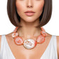 Collar Orange Marbled Chunky Oval Bead Necklace