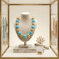 Turquoise Marbled & Fluted Gold Chunky Necklace