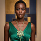 Long Y Brilliant Green Blooming Flower Necklace