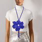 Long Y Brilliant Blue Blooming Flower Necklace