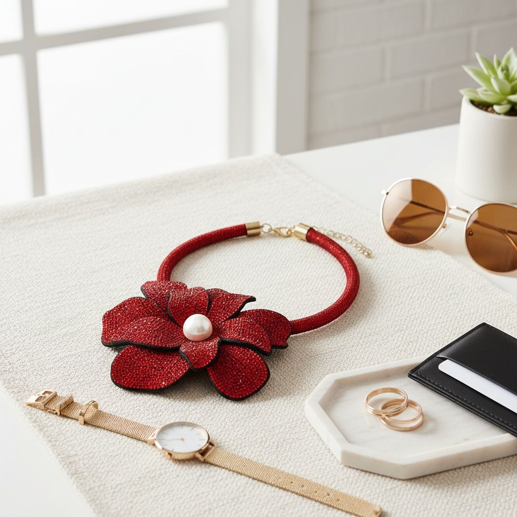 Brilliant Red Blooming Flower Choker Necklace