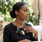 Chunky Black Geometric Marbled Resin Bib Necklace