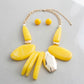 Chunky Yellow Geometric Marbled Resin Bib Necklace