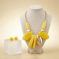 Chunky Yellow Geometric Marbled Resin Bib Necklace