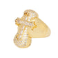 Cocktail Artisan Luxe Gold Brass CZ Cross Ring