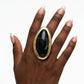 Marbled Black Oversized Organic Matte Gold Ring