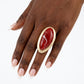 Marbled Burgundy Oversized Organic Matte Gold Ring