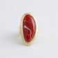 Marbled Burgundy Oversized Organic Matte Gold Ring