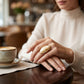 Marbled Ivory Oversized Organic Matte Gold Ring