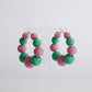 AKA Pink Green Mesh Ball Hypoallergenic Hoops