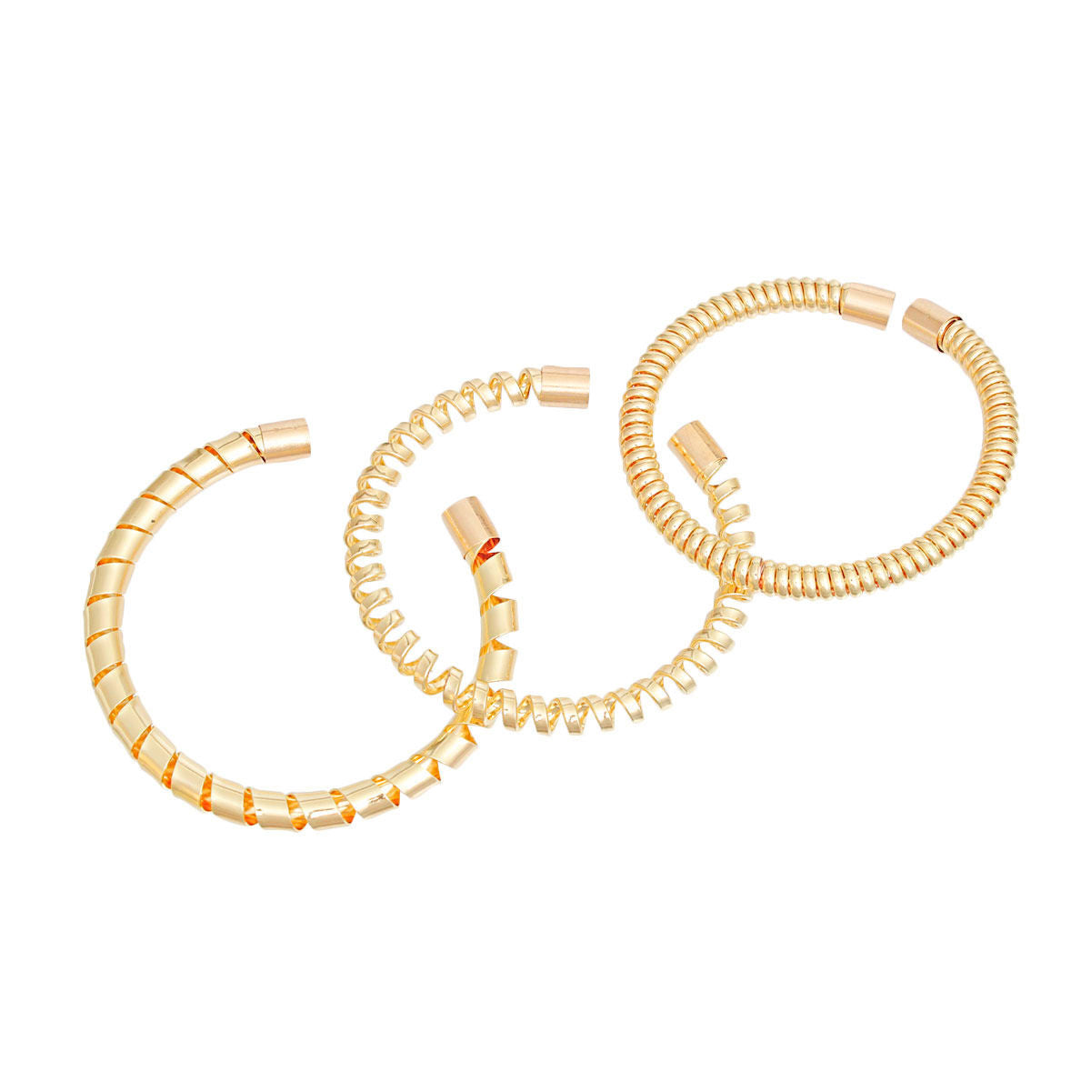 Bracelet Gold Coiled 3 Pcs Cuffs for Women