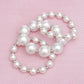 Pearl White Silver Contrast Stretch Bracelet Set
