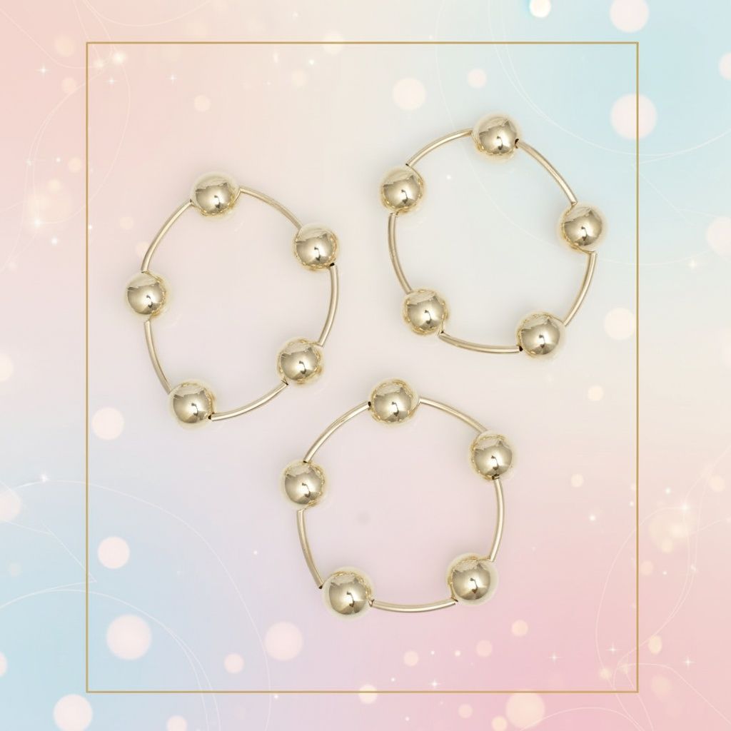 High Shine Gold Bead 3pcs Stretch Bracelet Set