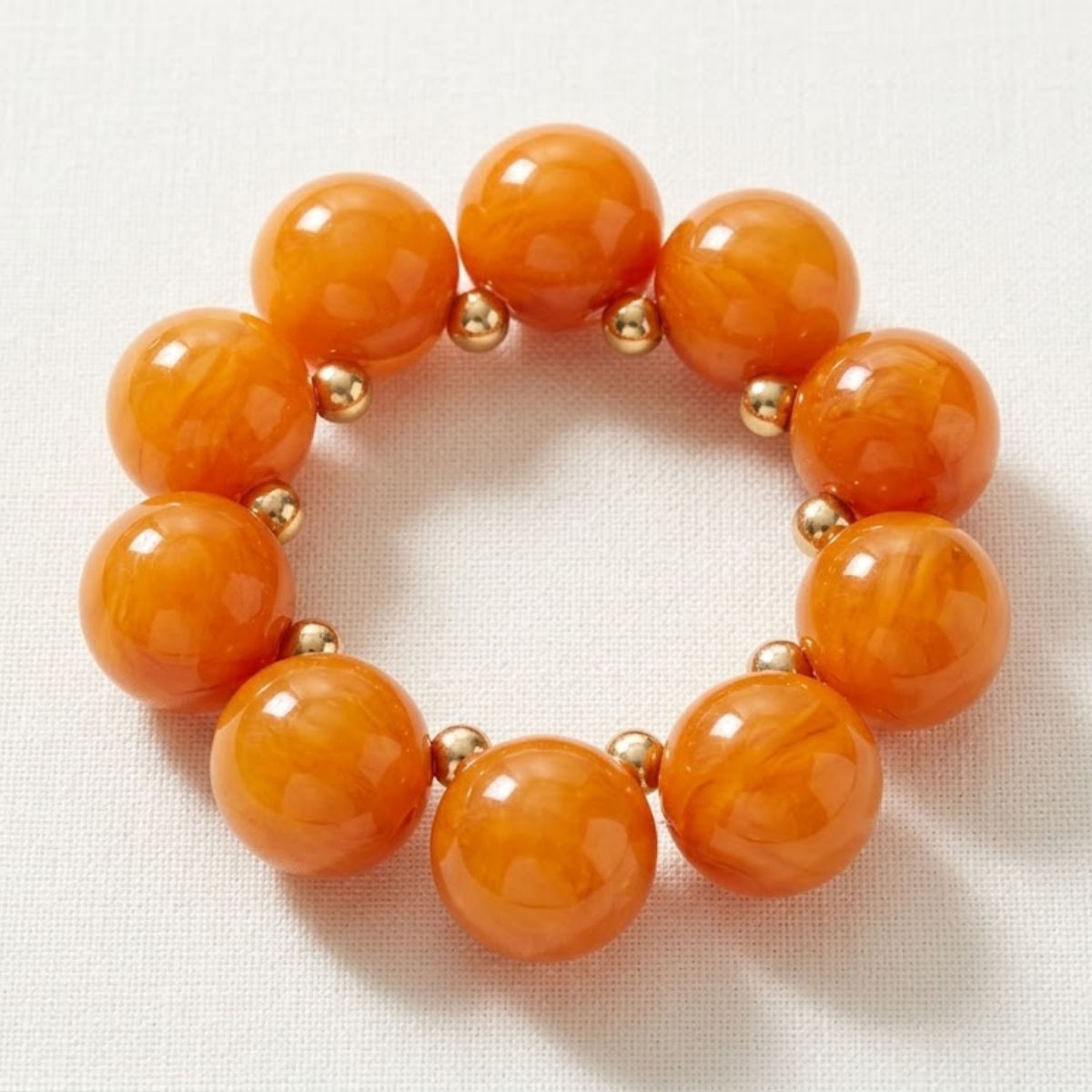 Bracelet Swirled Orange Marble Bubble Ball Bead