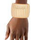 Cuff Gold Sculptural Ribbed Wide Hinge Bracelet