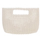 Clutch Vintage Cream Pearl Cut Out Handle Bag