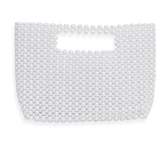 Clutch Vintage White Pearl Cut Out Handle Bag
