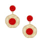 Drop Glam Red Stone Gold Round Earrings