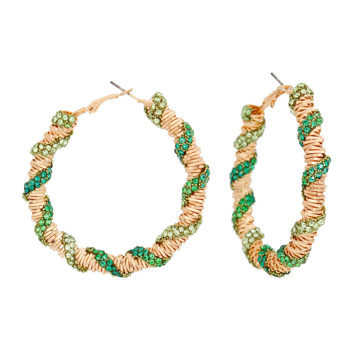 Hoops Green Stone Helix Earrings for Women