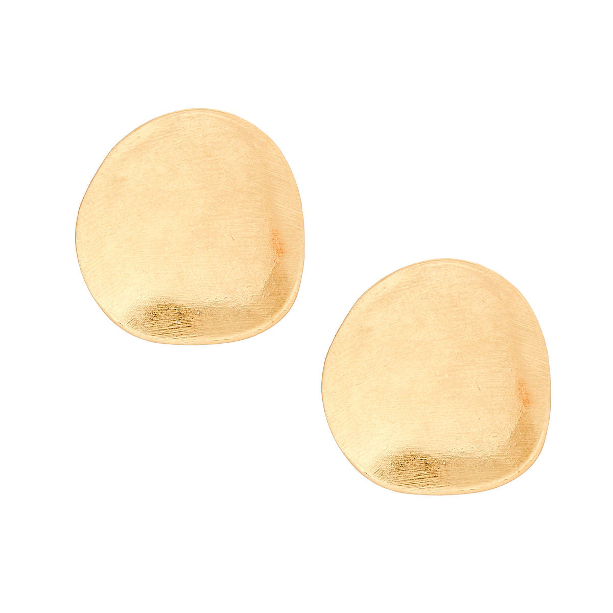 Stud Matte Gold Bent Disc Earrings for Women