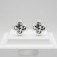Stud Quatrefoil Gray Tortoiseshell Silver Earrings