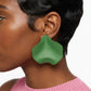 Green Matte Coating Sculpted Stud Earrings