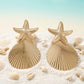 Gold Starfish Ribbed Teardrop XL Stud Earrings