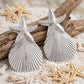 Silver Starfish Ribbed Teardrop XL Stud Earrings