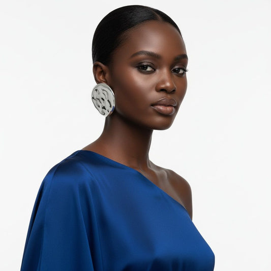 Stud XL Hammered Silver Domed Disc Earrings