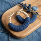 Hoop Denim Wrapped Thick Gold Bubble Earrings