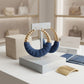 Hoop Denim Wrapped Thick Gold Bubble Earrings