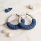 Hoop Denim Wrapped Thick Silver Bubble Earrings