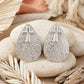 Silver Textured Teardrop Cross XL Stud Earrings
