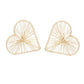 Stud Gold Wire Wrapped Angled Heart Earrings