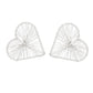 Stud Silver Wire Wrapped Angled Heart Earrings