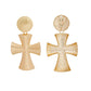 Clip Ons XL Matte Gold Cross Earrings for Women