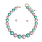 AKA Pink Green Single Strand Chunky Pearl Necklace