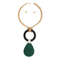 Necklace Long Green Teardrop Pendant Set Women