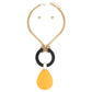 Necklace Long Yellow Teardrop Pendant Set Women